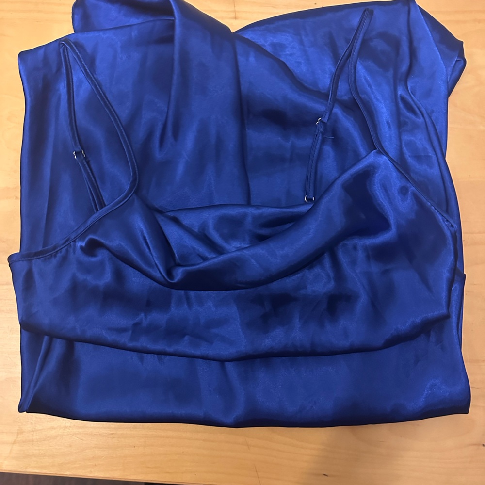 BEBE Cowl-neck Midi Dress. Size Large. Cobalt blue. Very gently used.